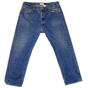 Levis Original 501 Medium Wash Straight Leg Button Fly Jeans Mens Size 38